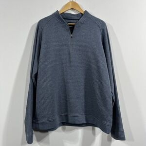 Swannies Golf Mens XXL Blue Ribbed Quarter Zip Pullover Performance Sweatshirt‎